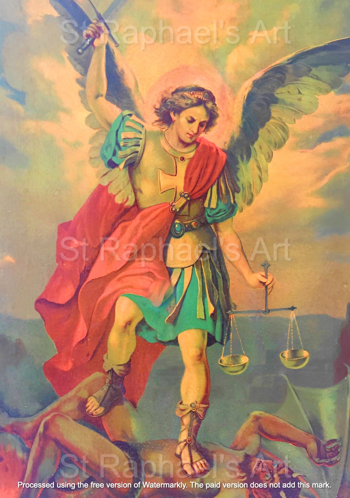 The Last Judgement with Saint Michael fighting with Satan by
