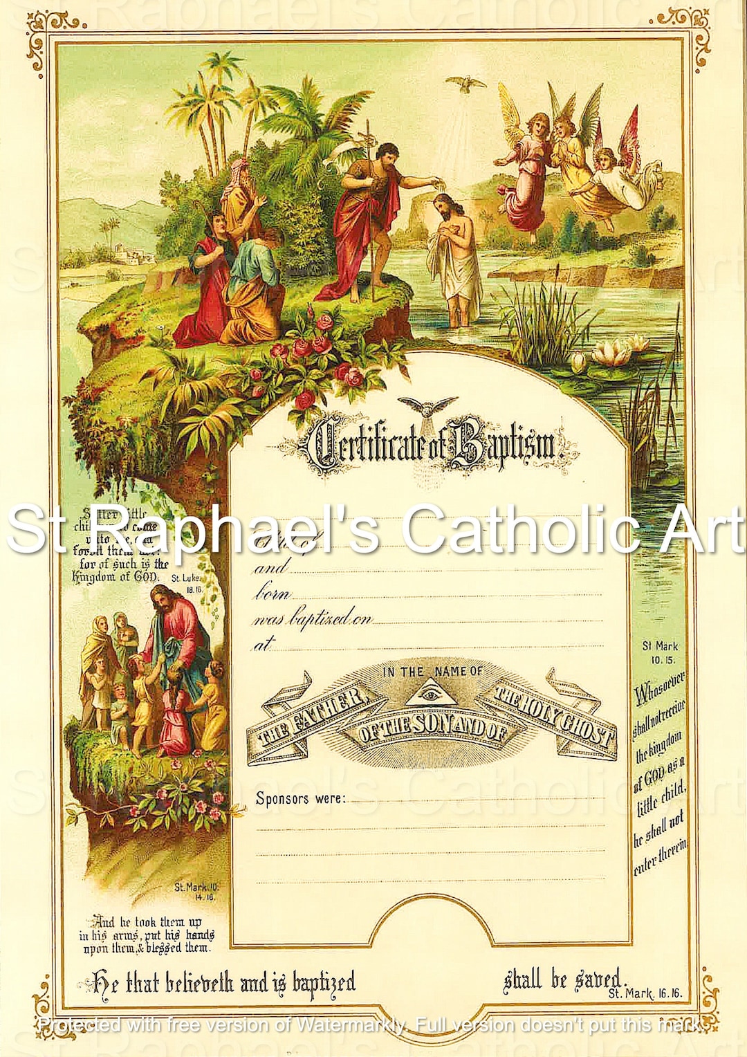 Baptismal Certificate Christening Baptism Template Catholic Holy