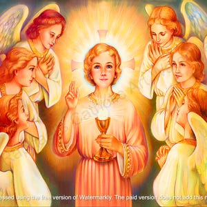 Angels Adoration Holy Communion Catholic Printable Holy Picture Digital Downloads