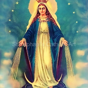 Immaculate Mother Mary Catholic Our Lady Miraculous Medal Picture Digital Downloads