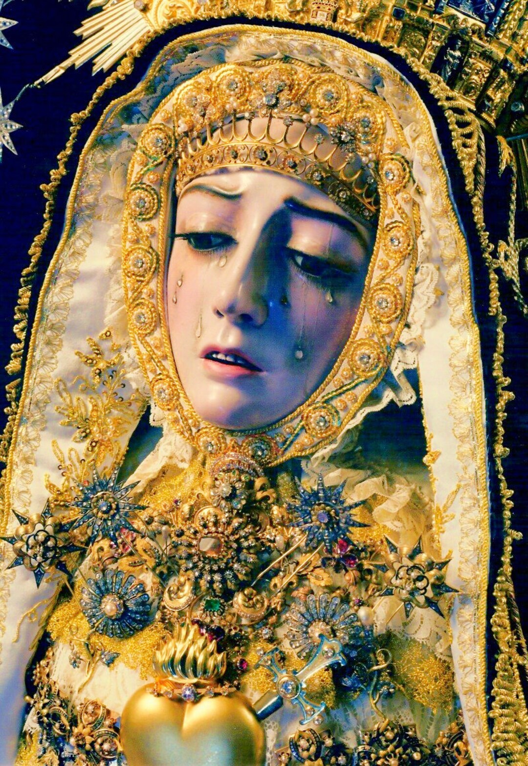 Virgin Mary Crying Statue Seven Sorrows Nuestra Señora De Los Etsy