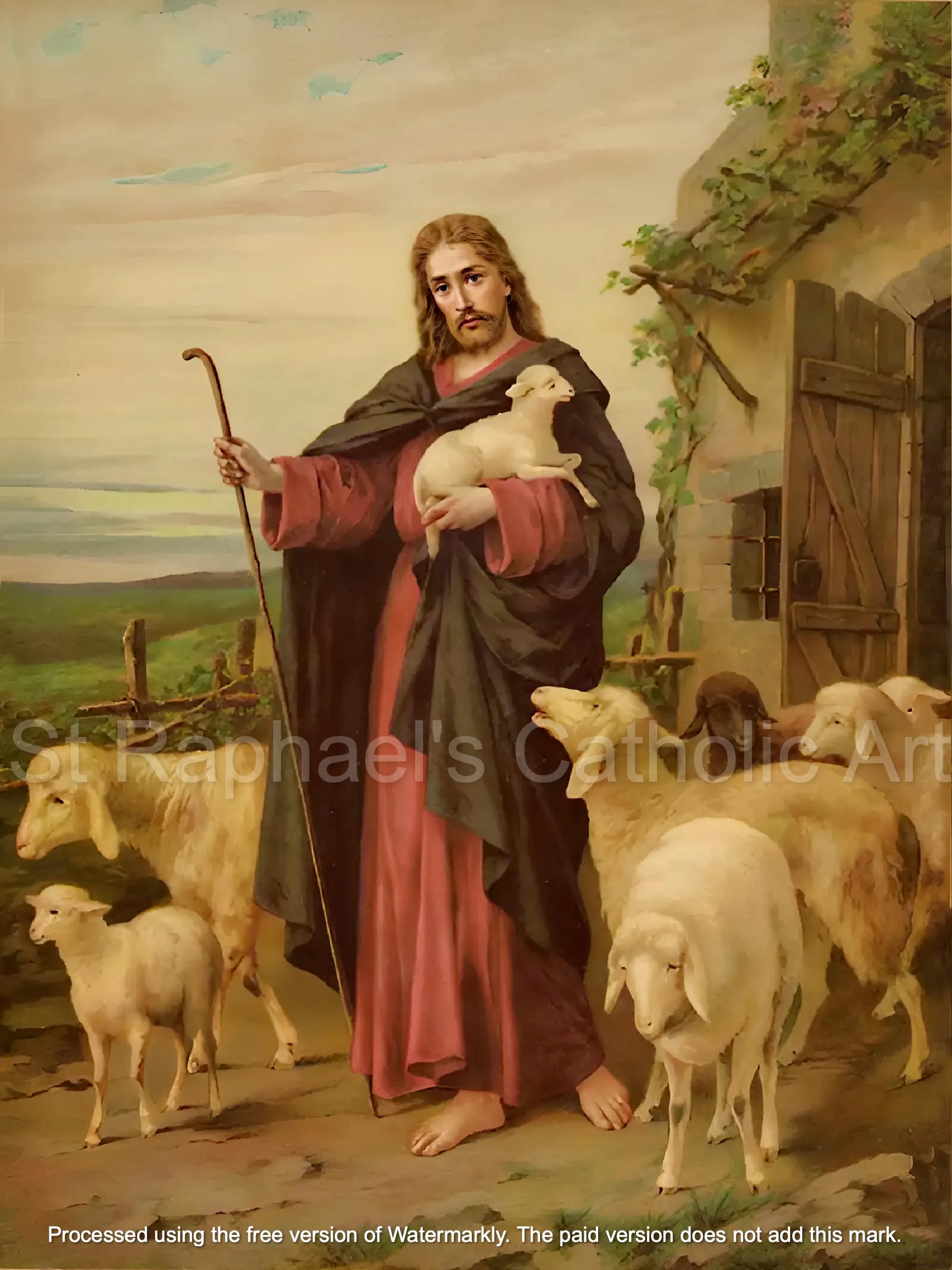 イエス・キリスト 善き羊飼い ヴィンテージ・ステンドグラス アメリカ製 教会 イエス・キリスト 善き羊飼い ヴィンテージ・ステンドグラス