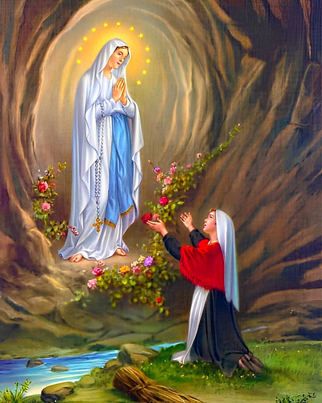 Our Lady of Lourdes X3 Pictures St Bernadette Apparition - Etsy
