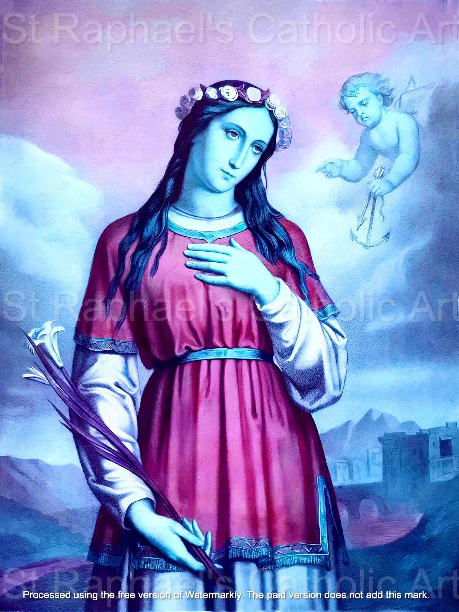 St Philomena Antique Catholic Rare Picture 19th Century Etsy