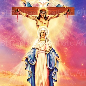 Maagd Maria Heilige Drie-eenheid Vader Zoon Heilige Geest Hemel Katholiek Digitale downloads x2