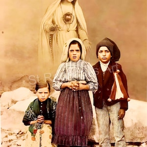 Fatima Our Lady Three Children Lucia Jacinta Francisco Virgin Mary Apparition Portugal Miracle Catholic Digital Downloads