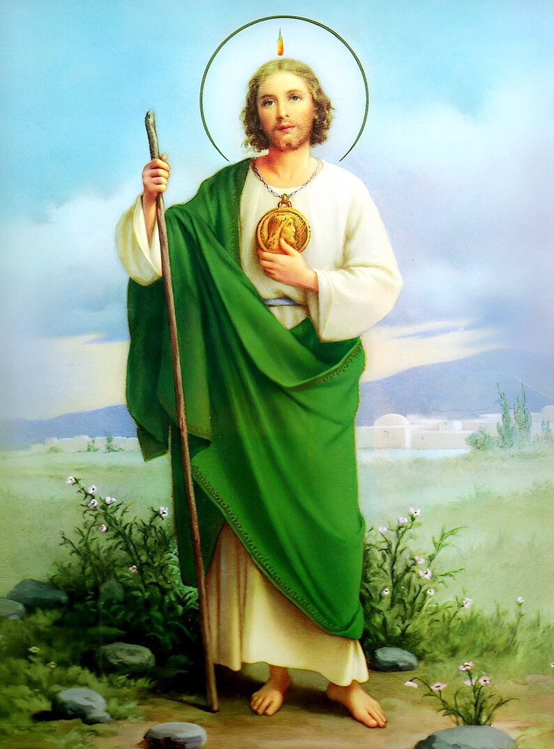 St Jude Picture Patron Saint Hopeless Cases Catholic Art Etsy