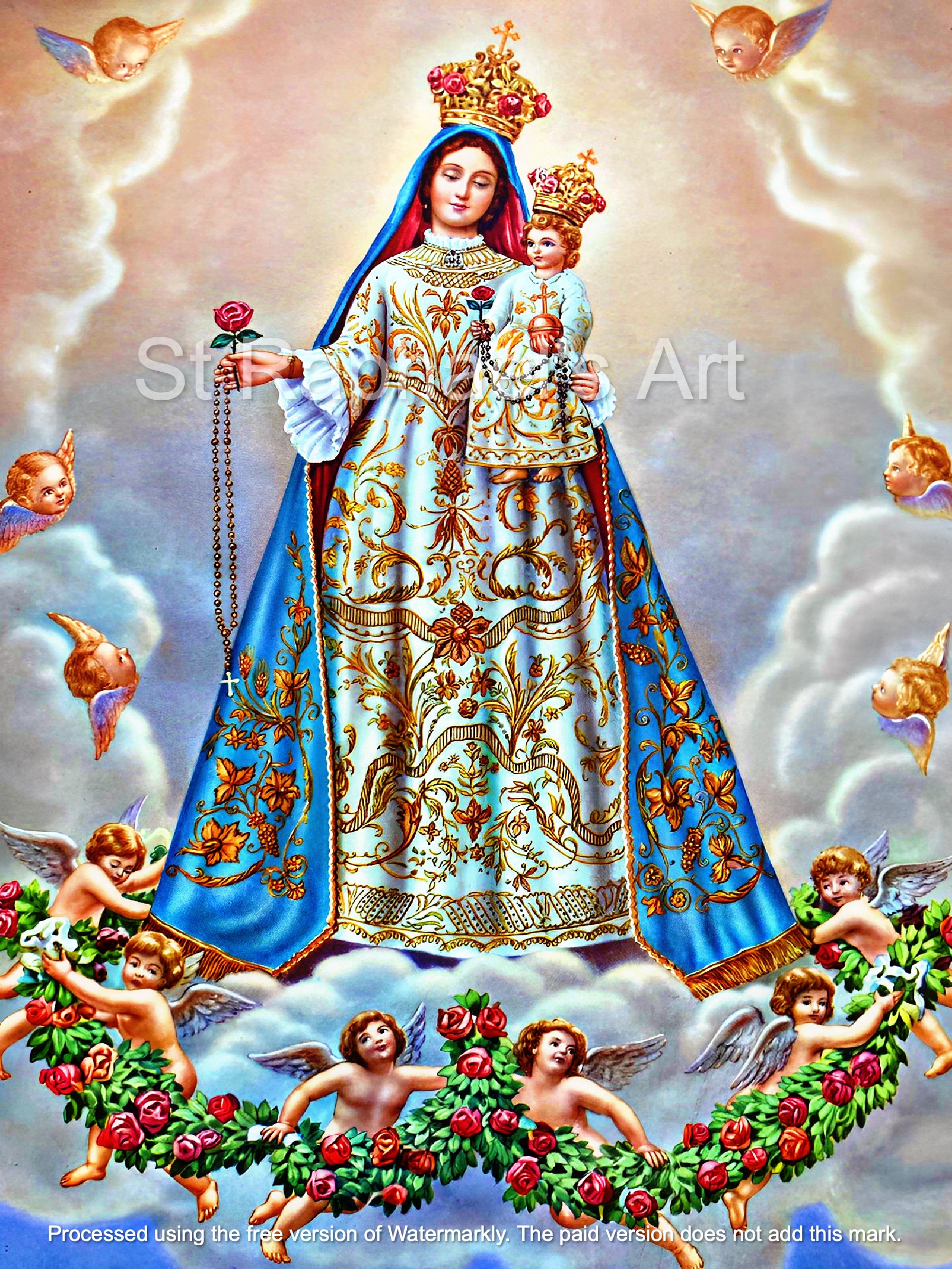 Virgin Mary Holy Rosary Icon Statue Our Lady Catholic Art Digital ...