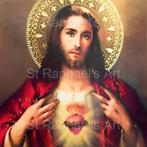 Sacred Heart of Jesus - Immaculate Heart of Mary - Catholic Art - Digital Downloads