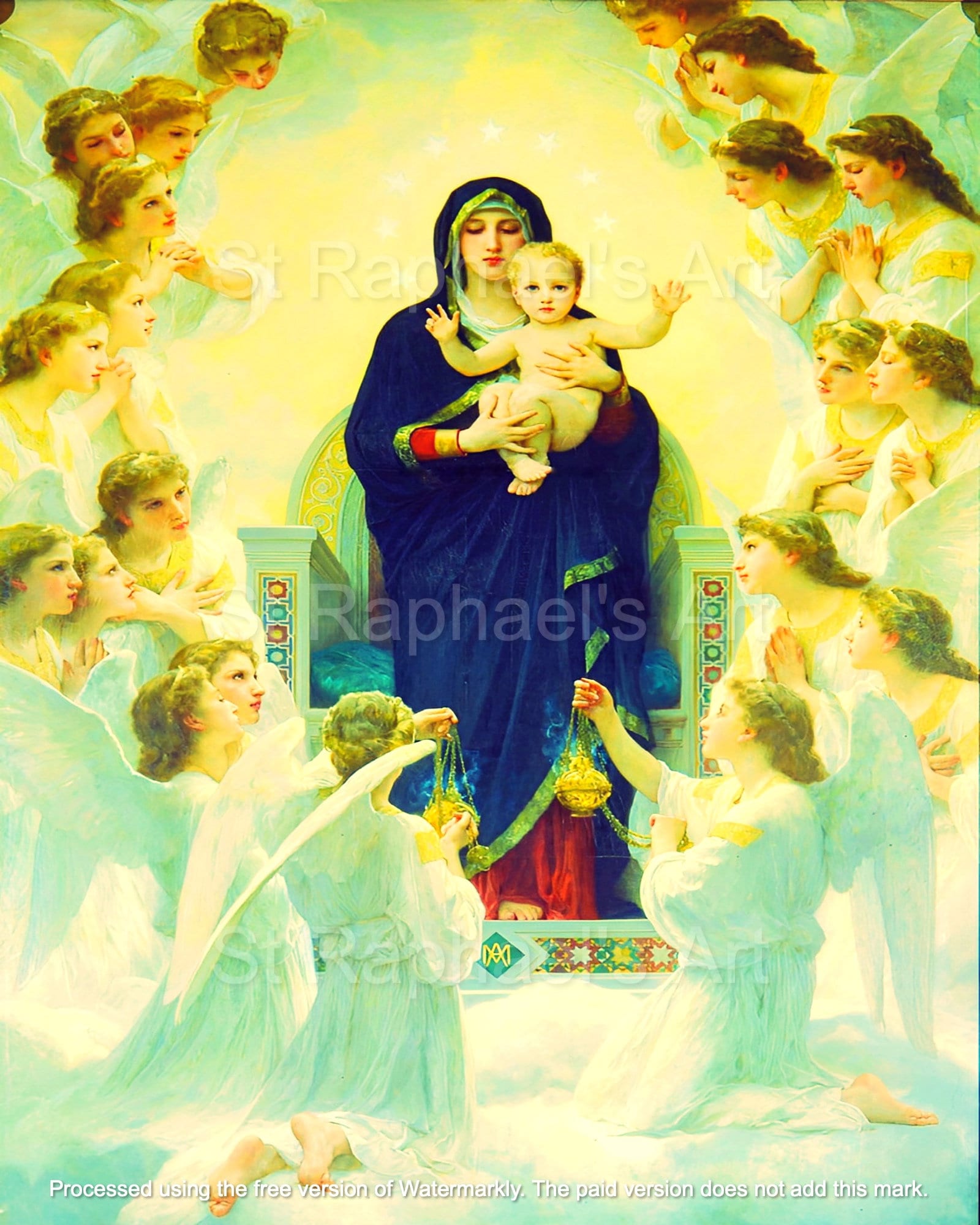 天使の女王、天国の聖母マリア、幼子イエス、カトリック美術 - Etsy 日本