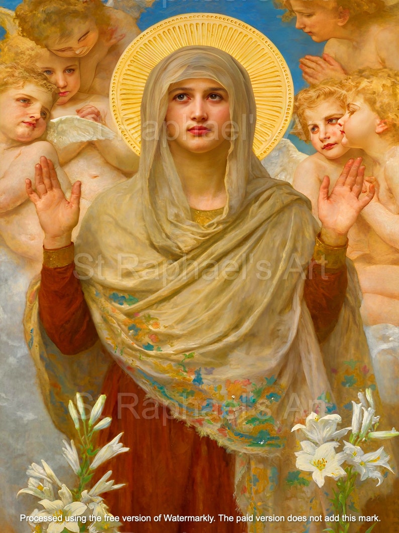 Our Lady Queen of Angels Pray for Us French Catholic Religious Art ...