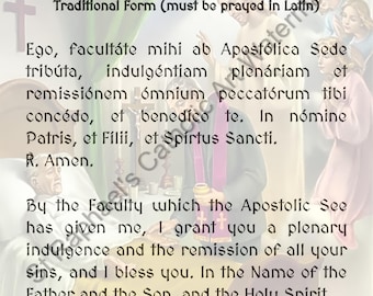 Apostolic Pardon Blessing Catholic Prayer Card Plenary Indulgence Sacrament of the Dying Extreme Unction Holy Traditional Digital Downloads