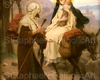 Huida a Egipto Icono Católico Arte Sagrado Jesús María San José Digital