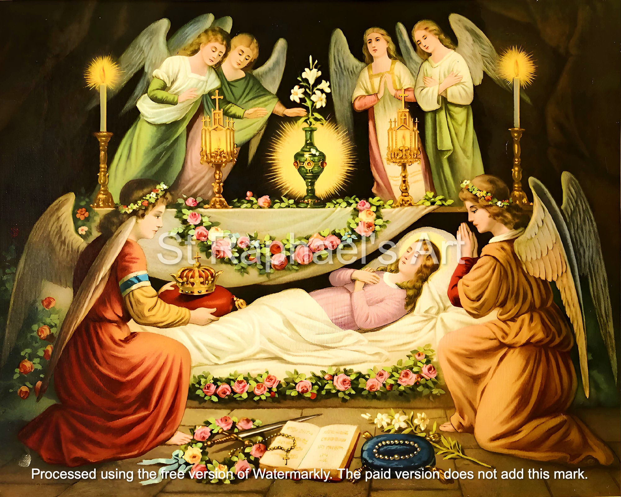 聖母マリア 天使たちが天国を見守る 聖母被昇天 眠れるカトリック