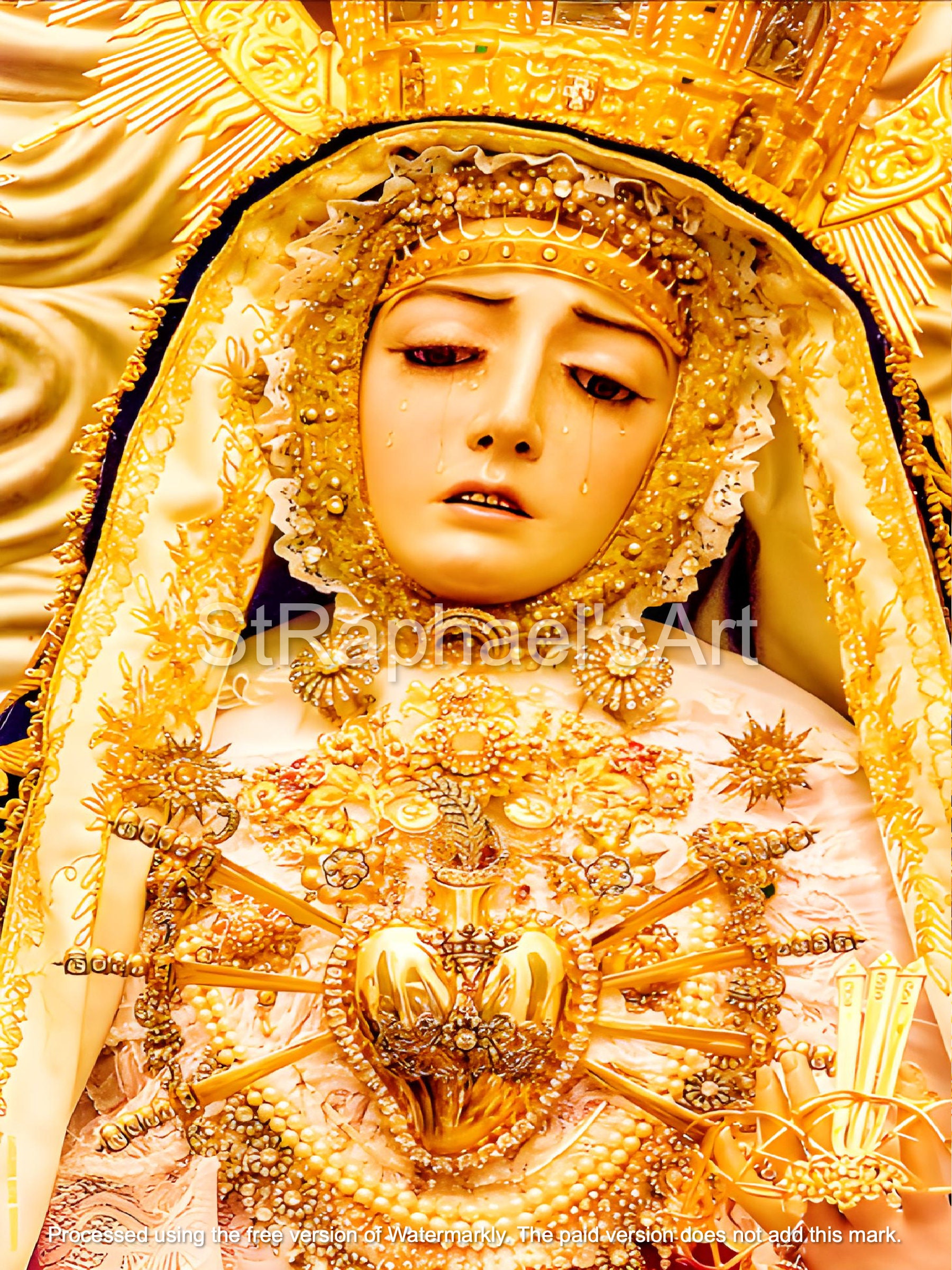 7つの悲しみの聖母の泣く像 聖母マリア カトリックアート x2 デジタル