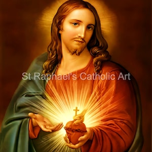 Sacred Heart - Jesus Divine Love - Catholic Art - Digital Downloads Holy x5