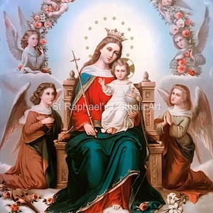 Our Lady Queen of Heaven Angels Virgin Mary Catholic Help of Christians Icon Digital Downloads