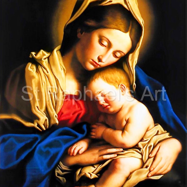 Baby Jesus Virgin Mary Stunning Beautiful Catholic Art Digital Restored Downloads Mother Mary and Child