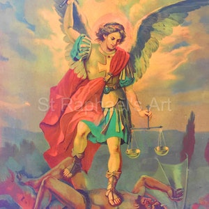 St Michael the Archangel Defeats Satan Traditional Catholic Defend us in Battle Digital Download
