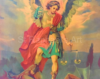 St Michael the Archangel Defeats Satan Traditional Catholic Defend us in Battle Digital Download