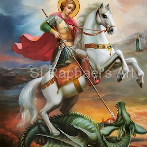 St George Holy Icon Slaying the Dragon Catholic Orthodox Christianity ...