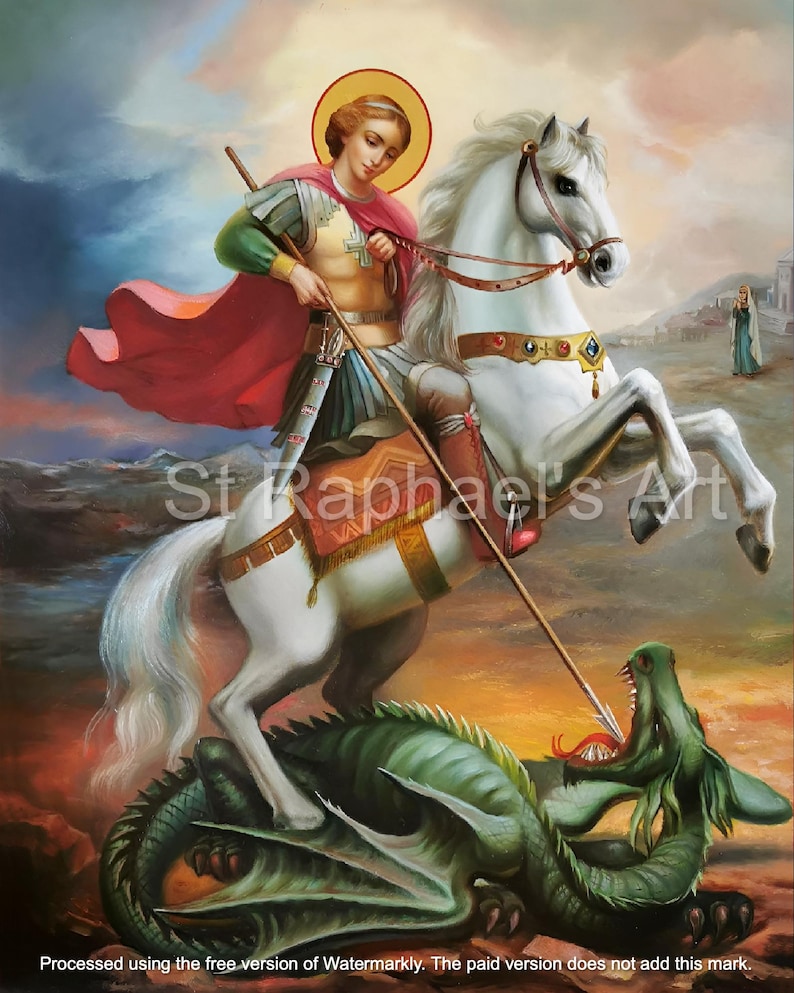 St George Holy Icon Slaying the Dragon Catholic Orthodox Christianity ...