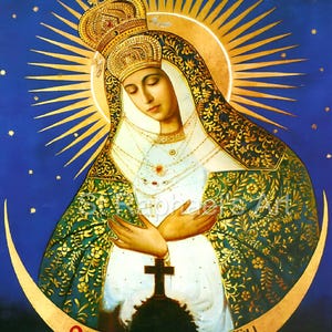Icono de la Virgen María - Nuestra Señora Puerta de la Aurora - Católico - Arte - Descargas digitales