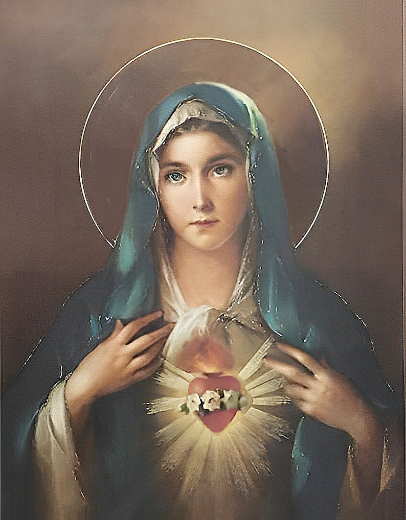 Sacred Heart of Jesus Immaculate Heart of Mary Etsy