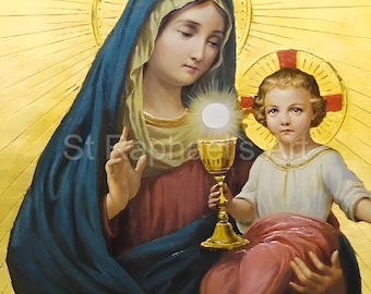 Virgin Mary of the Eucharist Jesus Holy Communion Our Lady Catholic x5 Digital Art Downloads