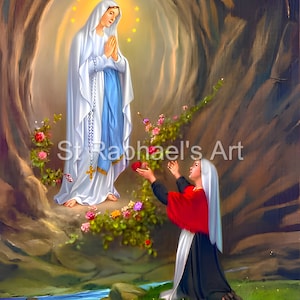 Our Lady Of Lourdes Catholic Holy Pictures St Bernadette Apparition Virgin Mary Digital Downloads
