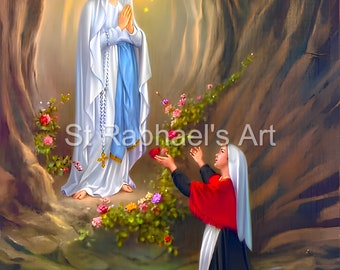 Our Lady Of Lourdes Catholic Holy Pictures St Bernadette Apparition Virgin Mary Digital Downloads