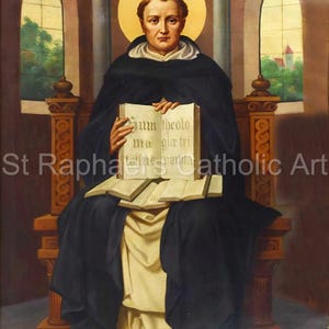 St Thomas Aquinas Catholic Philosopher Theologian  of the Church Summa Theologica Universities Restored Holy Art Painting Digital Downloads