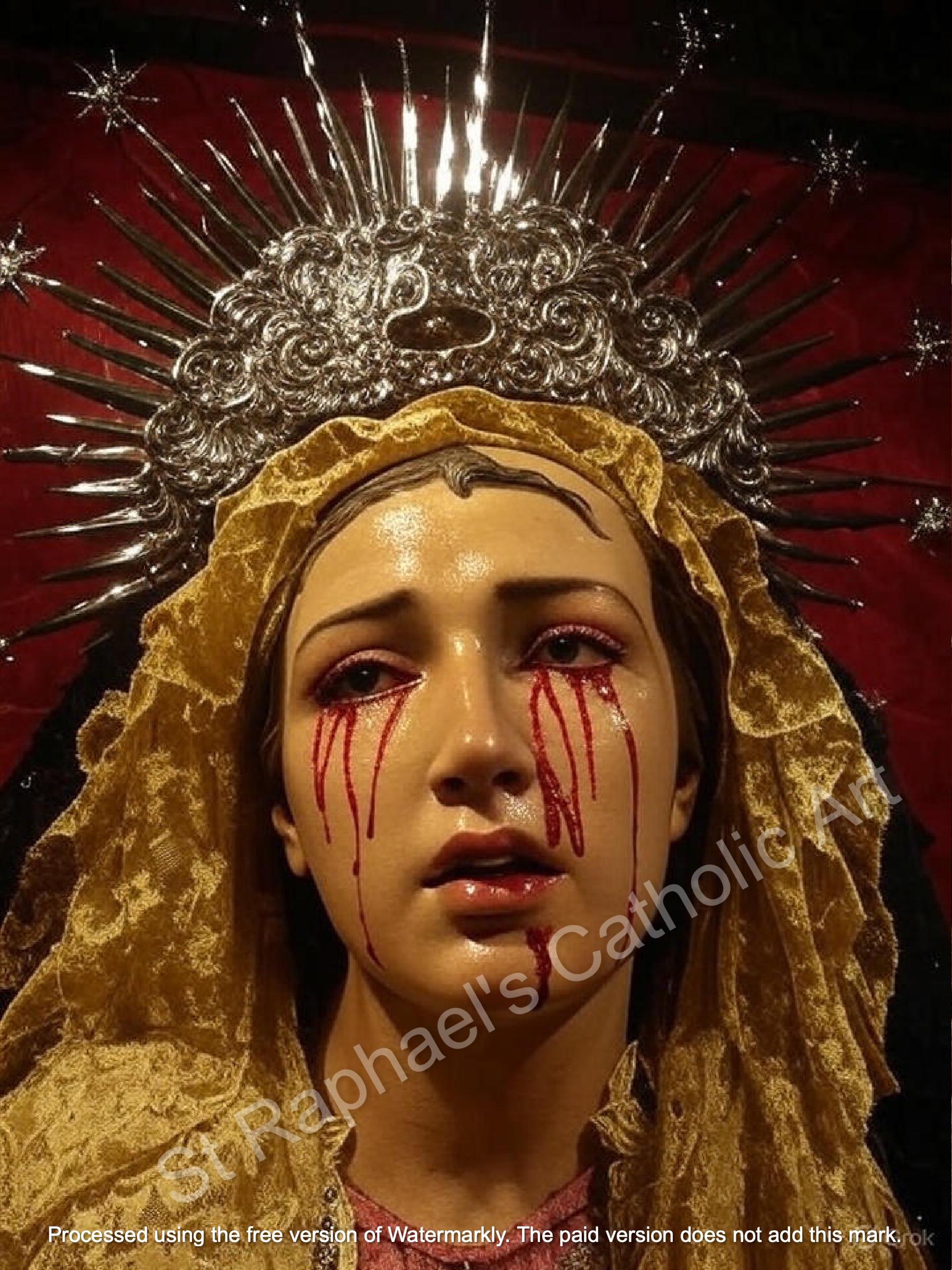 聖母マリアの血の涙の像の絵画、カトリック美術（デジタルダウンロード