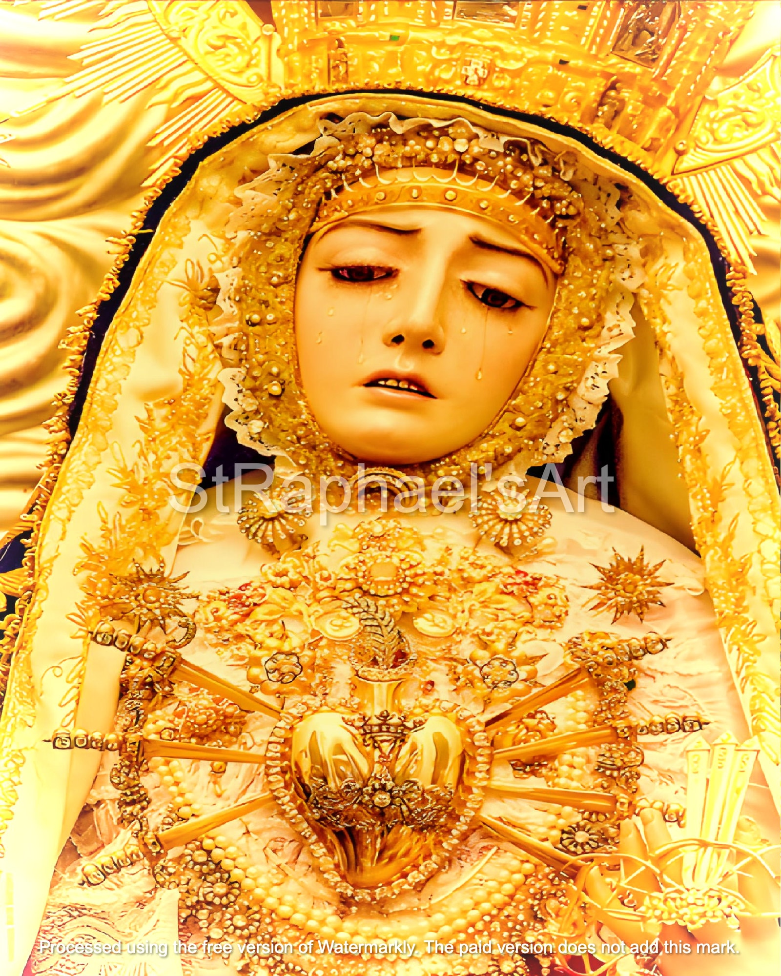 7つの悲しみの聖母の泣く像 聖母マリア カトリックアート x2 デジタル