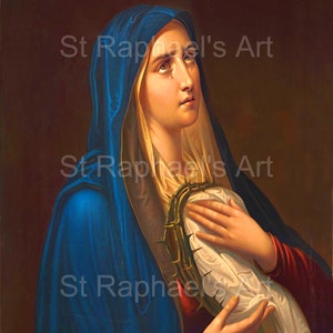 Our Lady of Sorrows Crown of Thorns Virgin Mary Catholic Art Digital Downloads