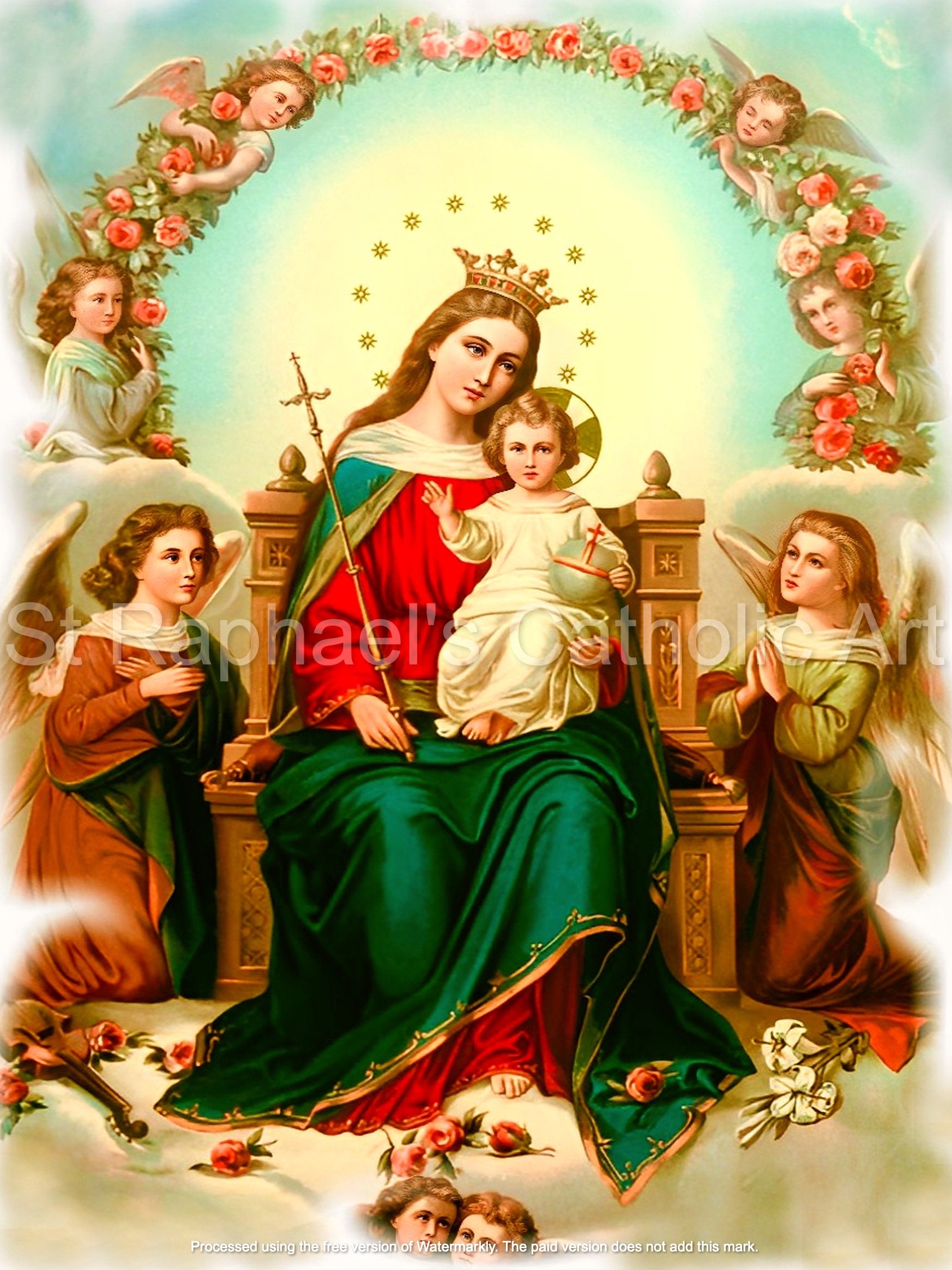 聖母マリアのロザリオ - マリアの女王性 - 天使の女王 - 聖母子イエス