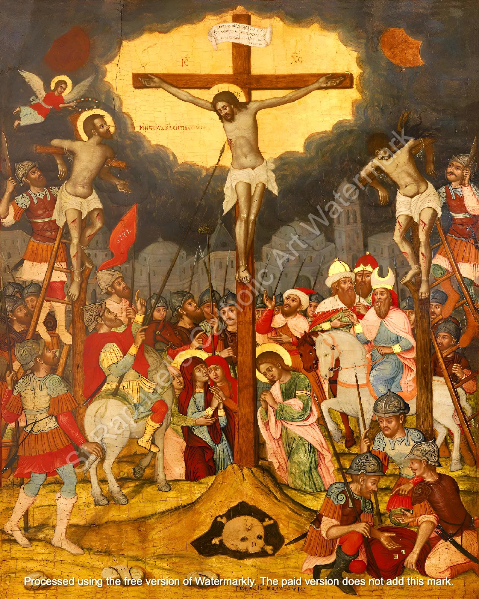 イエス 善良な泥棒 アイコン キリストは十字架上で死ぬ 磔刑 聖週間 聖