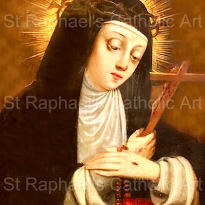 St Clare of Assisi Antique Catholic Italian Art Fest Day August