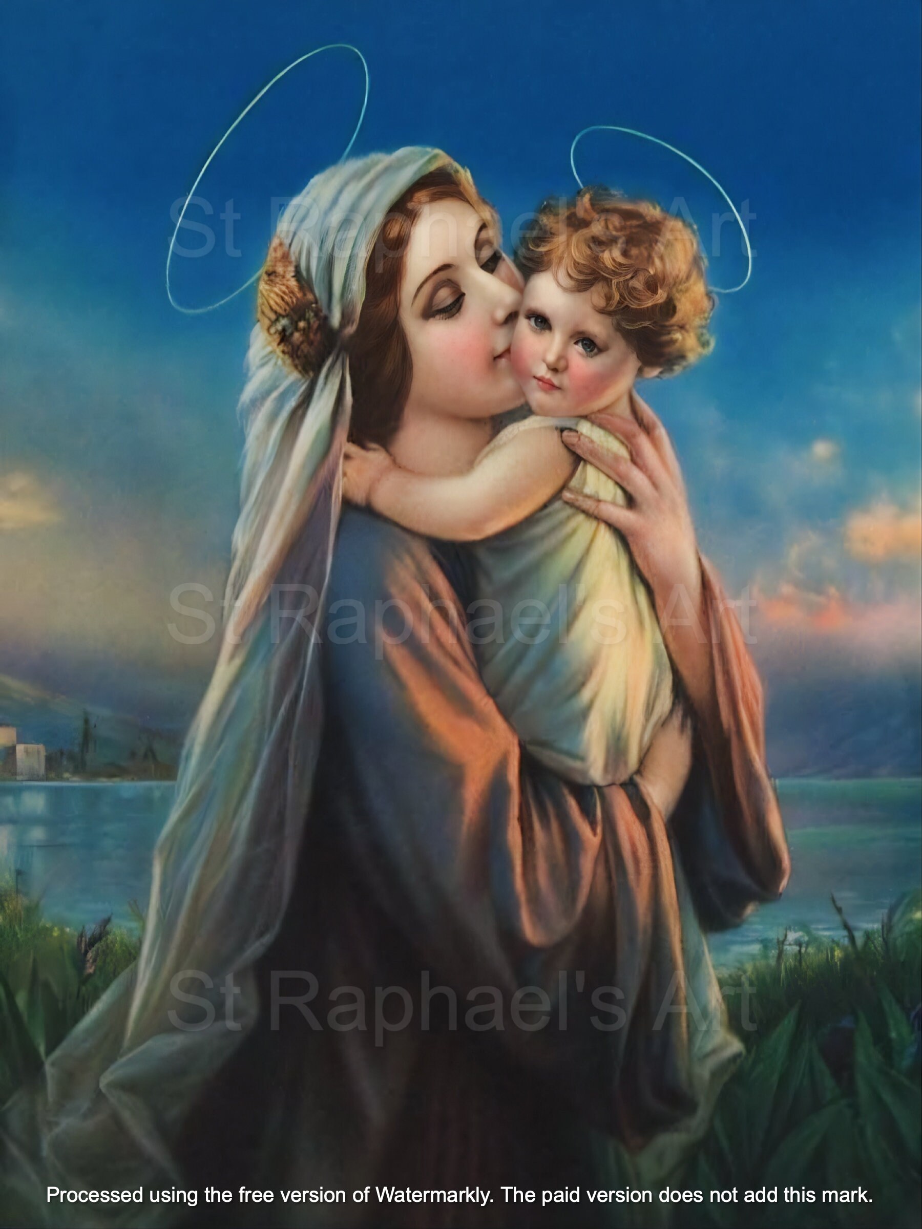 聖母マリアと幼子イエスのキス カトリック デジタルダウンロード