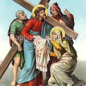 Way of the Cross Lent Passion of Jesus Stations 6 - 10 Holy Week and Easter Catholic Christianity  Digital Downloads Part2