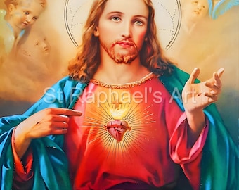 Sacred Heart Jesus Healing Catholic Powerful Holy Picture x5 Digital Art Downloads
