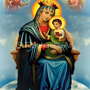 Virgin Mary African Black Madonna Catholic Christianity Icon Art Pictures Digital Download