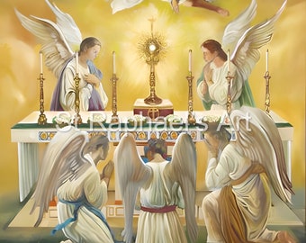 Blessed Sacrament Adoration of the Angels Benediction Catholic Art Digital Download