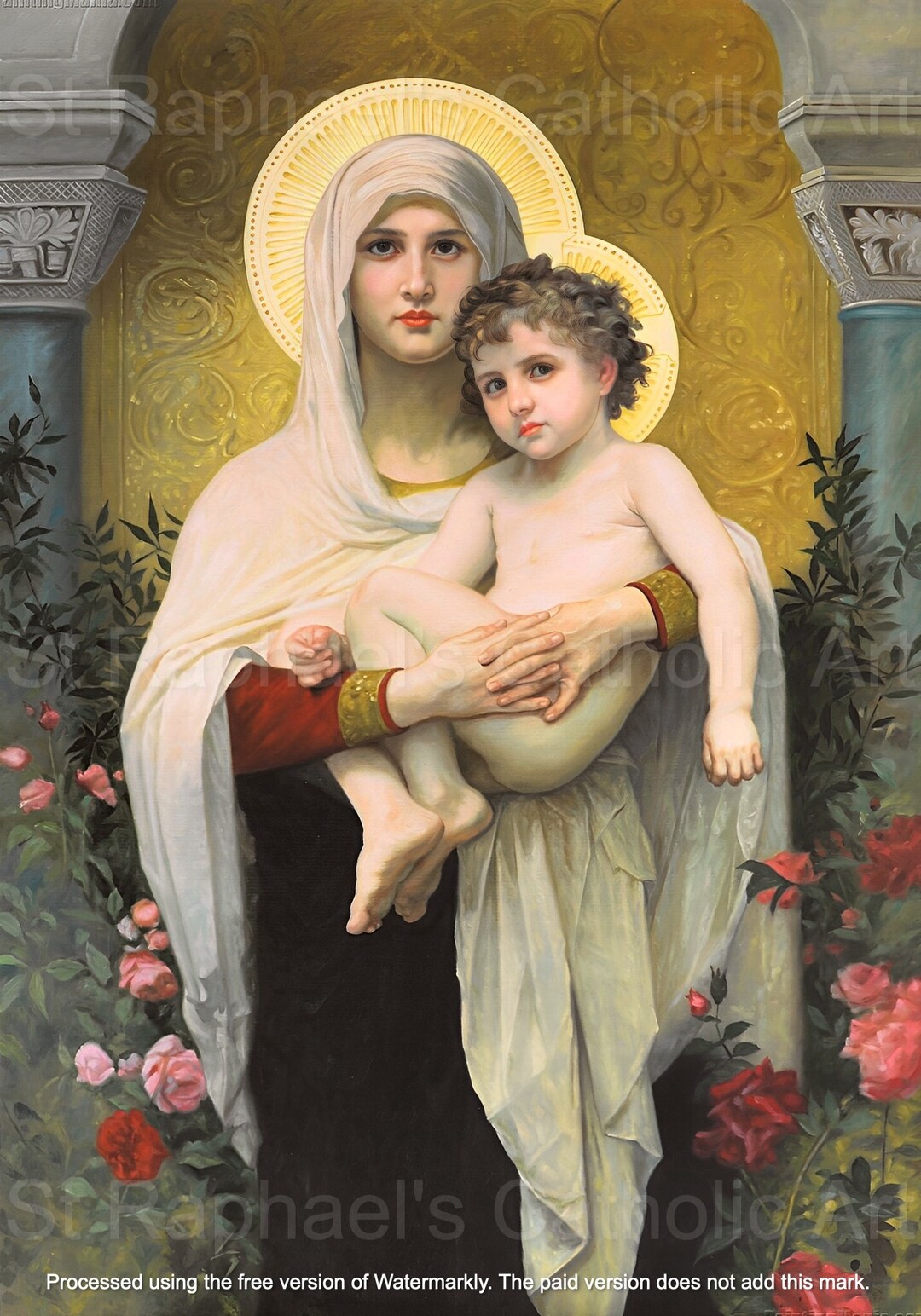 Our Lady Madonna of the Roses Catholic Traditional Art With - Etsy ...