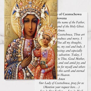 Our Lady of Czestochowa 100 Pack Holy Icon Prayer Novena Cards Catholic Virgin Mary of Poland Devotion Catholic Gifts