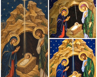 Nativity Icons Vintage Christmas Virgin Mary & Child Jesus Orthodox Christianity Catholic Digital Downloads