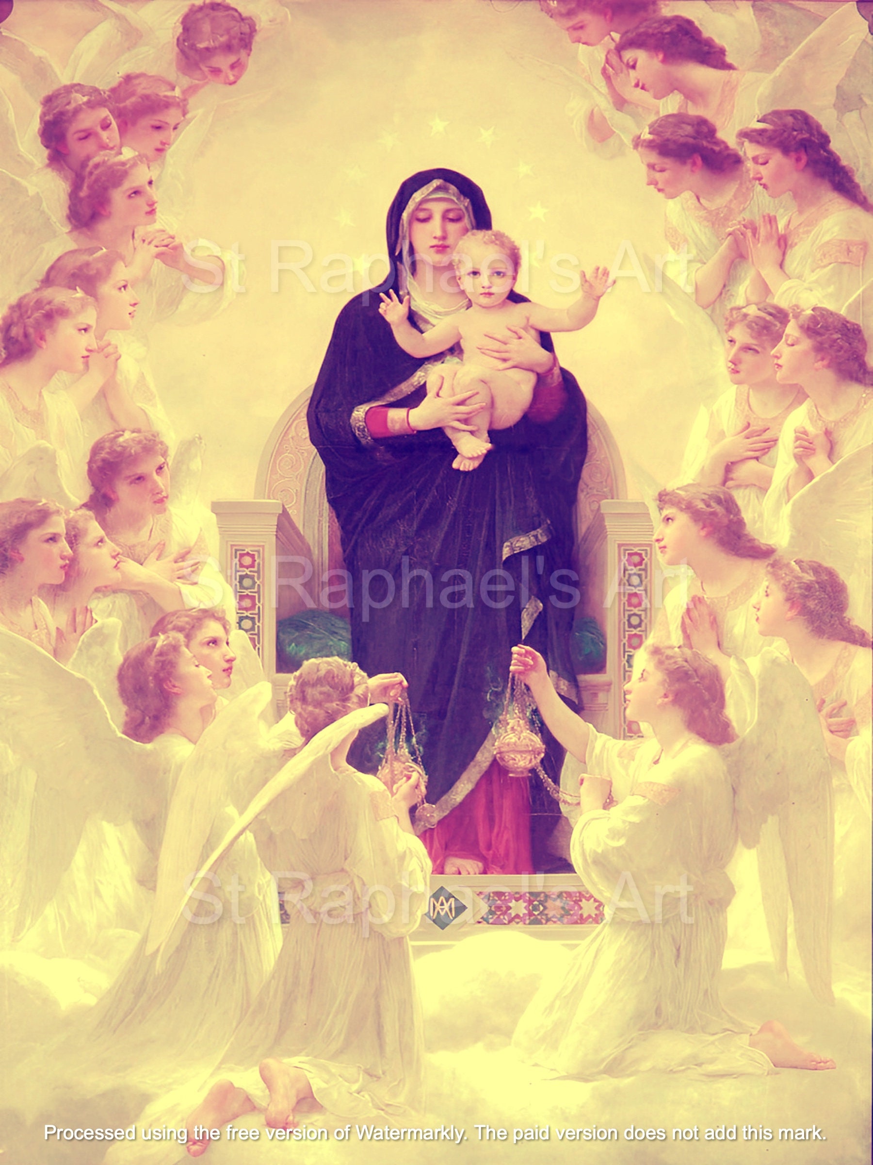 天使の女王、天国の聖母マリア、幼子イエス、カトリック美術 - Etsy 日本