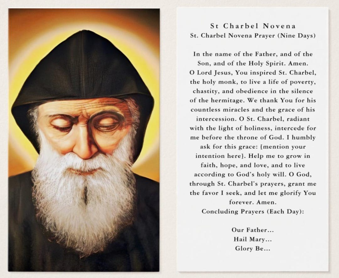 St Charbel Prayer Cards, Catholic Novena, Maronite Monk (x100) - Etsy