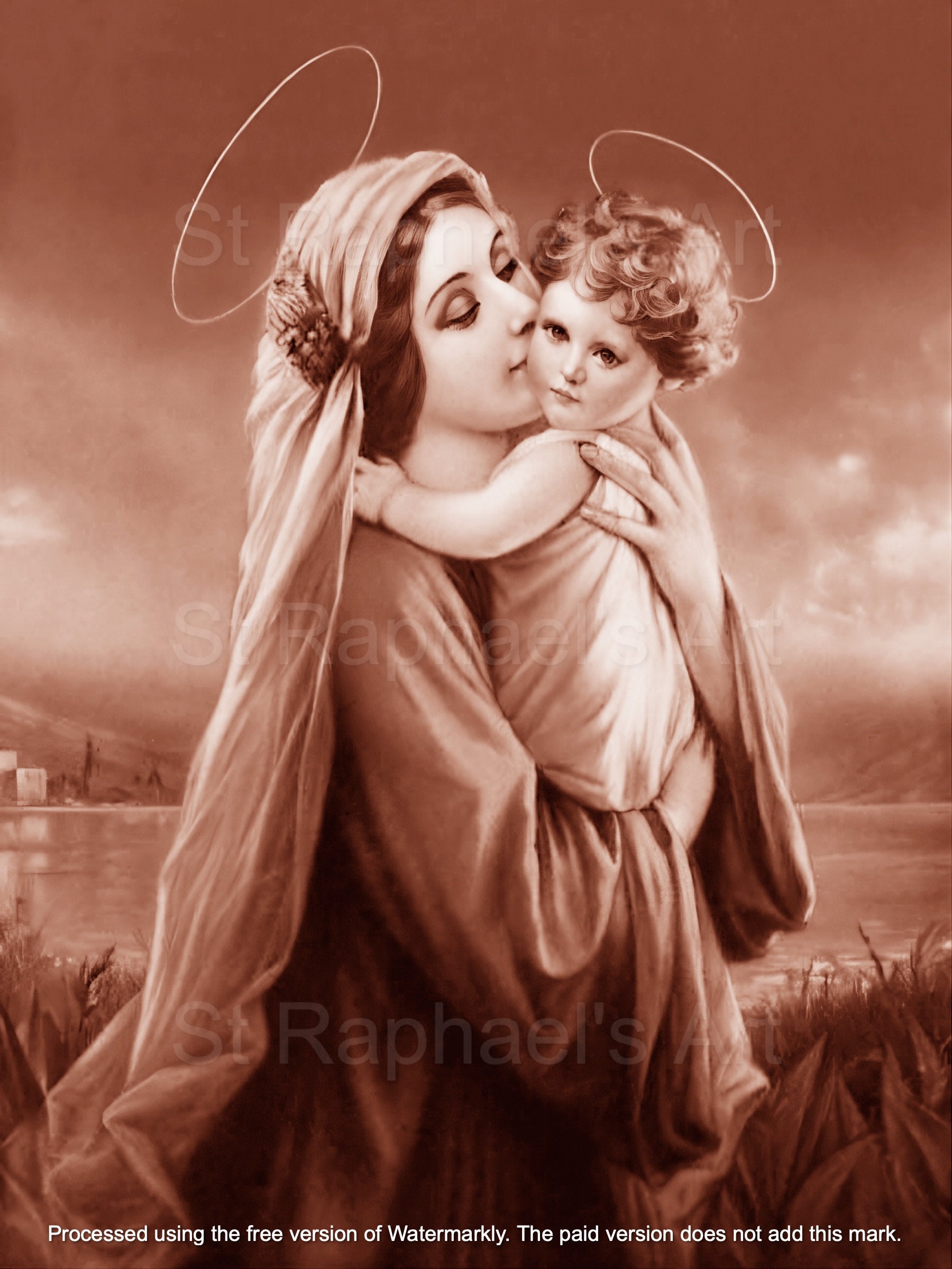 聖母マリアと幼子イエスのキス カトリック デジタルダウンロード