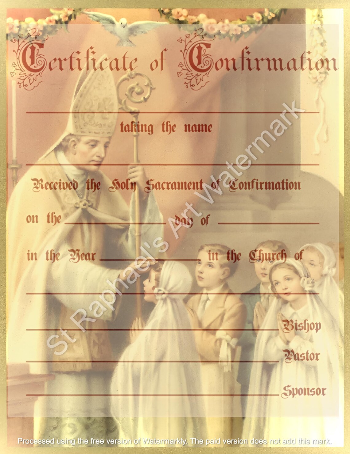Confirmation Certificate Template Traditional Catholic Latin Mass ...